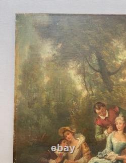 Scène champêtre, huile sur toile, tableau ancien, peinture, XIXe
