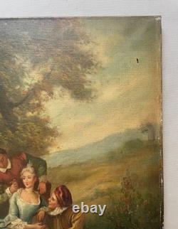 Scène champêtre, huile sur toile, tableau ancien, peinture, XIXe