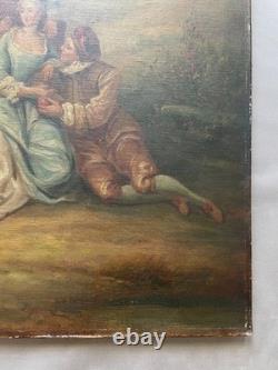 Scène champêtre, huile sur toile, tableau ancien, peinture, XIXe