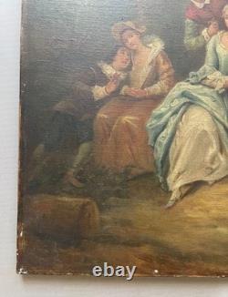 Scène champêtre, huile sur toile, tableau ancien, peinture, XIXe