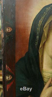 Superbe Tableau Ancien Huile Portrait Notre Dame des Anges Espagne XVIIIe Madrid