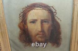 Superbe tableau ancien Portrait du Christ époque 19 ème siècle