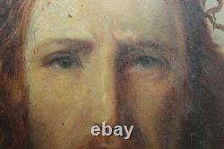 Superbe tableau ancien Portrait du Christ époque 19 ème siècle