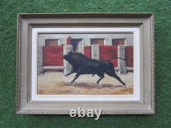 Superbe tableau ancien signé en 1938 corrida tauromachie taureau arène toréador