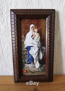 Superbe tableau ancien sur porcelaine Nicolo Barabino Vierge Marie Jésus Christ