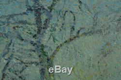 TABLEAU ANCIEN 19 ème Pointillisme paysage arboré signé Lemaitre elv. Seurat