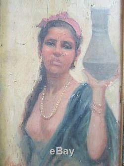 Tableau Ancien Orientaliste Signe Pontoy (1888-1968) Peinture À L'huile