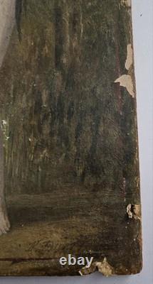TABLEAU ANCIEN XIXe NU ÈVE JARDIN EDEN SIGNÉ TONY DURY VINTAGE 1870