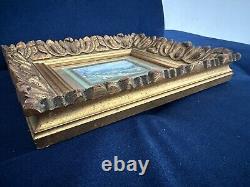 TABLEAU XVIIIeme Ancienne Peinture Scène Romantique Magnifique Encadrement