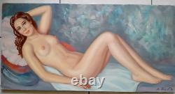 TABLEAU ancien nu féminin huile sur toile de Albert GENTA. Années 50