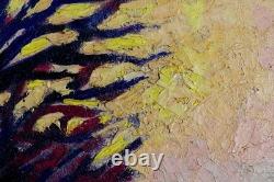 Tableau Ancien Albert FALTE 1946 Paysage Canal Soleil couchant P. Impressioniste