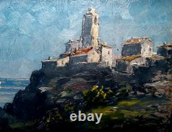 Tableau Ancien Corse Village En Bord De Mer Signé Honoré Roque Sète Mèze