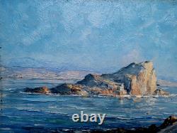 Tableau Ancien Corse Village En Bord De Mer Signé Honoré Roque Sète Mèze