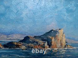 Tableau Ancien Corse Village En Bord De Mer Signé Honoré Roque Sète Mèze