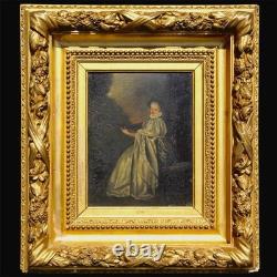 Tableau Ancien D'après Jean Antoine Watteau (1684-1721), La Finette Monogram A. K