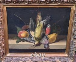 Tableau Ancien. Des Trophées de Chasse. Peinture huile sur toile