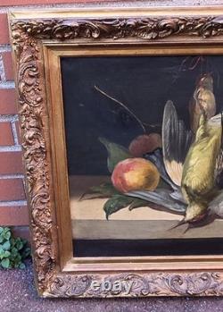 Tableau Ancien. Des Trophées de Chasse. Peinture huile sur toile