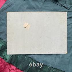 Tableau Ancien Deux Garçons Jouent Train Et Livre Huile Sur Carton