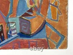Tableau Ancien, Ecole Surréaliste, Huile Sur Isorel, Peinture Abstraite, XXe