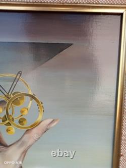 Tableau Ancien Encadré Huile Sur Toile Surréaliste Signée Hostyn Grand Format