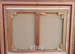 Tableau Ancien Encadré Huile Sur Toile Surréaliste Signée Hostyn Grand Format