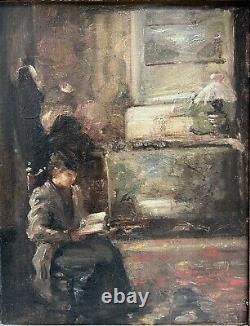 Tableau Ancien Entourage Vuillard intérieur Femme À La Lecture Nabi