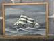 Tableau Ancien Ex Voto Huile Navire Bateau Voilier Temp&ecirc;te Marine
