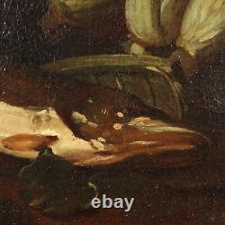 Tableau Ancien F. Boselli Nature Morte avec Poissons'600 Huile sur Toile