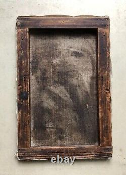 Tableau Ancien, Femme à l'Ombrelle Dans Une Rue, Huile Sur Toile, Fin XIXe