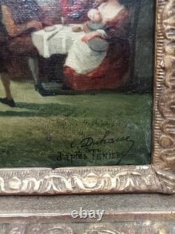 Tableau Ancien Fete Villageoise Huile Toile 19 Ème D'après Tenier