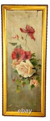 Tableau Ancien Fleurs Huile sur toile Nature Morte XIXème