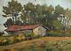 Tableau Ancien, Grange Du Sud-Ouest, Huile Sur Isorel, Peinture, XXe