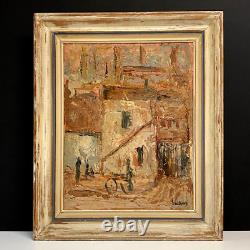 Tableau Ancien HSP Toits et Cheminées 1950's Signé Buttner