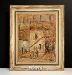 Tableau Ancien HSP Toits et Cheminées 1950's Signé Buttner