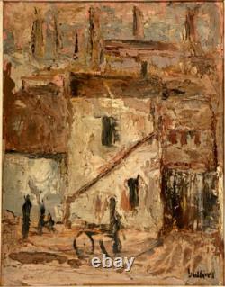 Tableau Ancien HSP Toits et Cheminées 1950's Signé Buttner