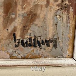 Tableau Ancien HSP Toits et Cheminées 1950's Signé Buttner