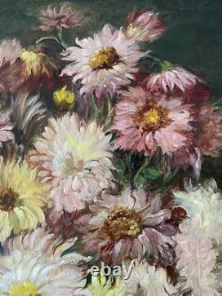 Tableau Ancien HST Fleurs dans Pichet Castex Degrange French Still Life 19th