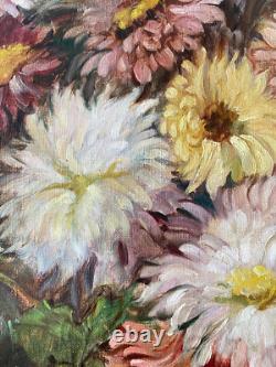 Tableau Ancien HST Fleurs dans Pichet Castex Degrange French Still Life 19th