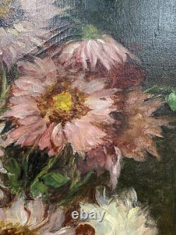 Tableau Ancien HST Fleurs dans Pichet Castex Degrange French Still Life 19th