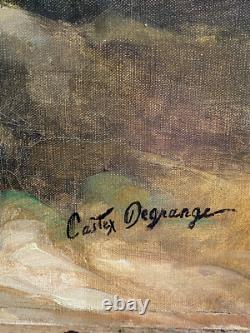 Tableau Ancien HST Fleurs dans Pichet Castex Degrange French Still Life 19th