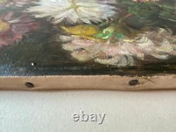 Tableau Ancien HST Fleurs dans Pichet Castex Degrange French Still Life 19th