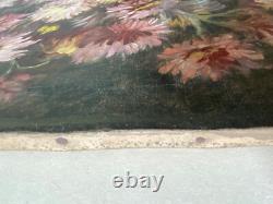 Tableau Ancien HST Fleurs dans Pichet Castex Degrange French Still Life 19th