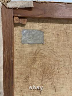 Tableau Ancien HST Fleurs dans Pichet Castex Degrange French Still Life 19th