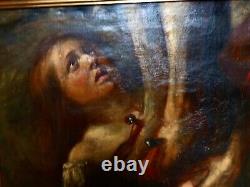Tableau Ancien Hst D'après Le Christ Entre Les Deux Larrons De Rubens