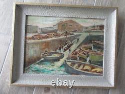 Tableau Ancien Huile Camaret Sur Mer Signe Chevalier Finistere Breton 1900