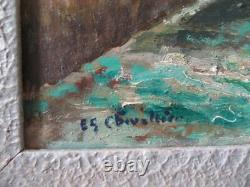 Tableau Ancien Huile Camaret Sur Mer Signe Chevalier Finistere Breton 1900