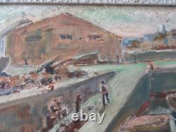 Tableau Ancien Huile Camaret Sur Mer Signe Chevalier Finistere Breton 1900