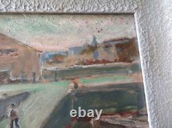 Tableau Ancien Huile Camaret Sur Mer Signe Chevalier Finistere Breton 1900
