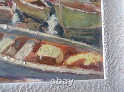 Tableau Ancien Huile Camaret Sur Mer Signe Chevalier Finistere Breton 1900