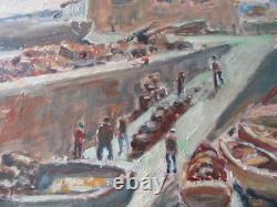 Tableau Ancien Huile Camaret Sur Mer Signe Chevalier Finistere Breton 1900